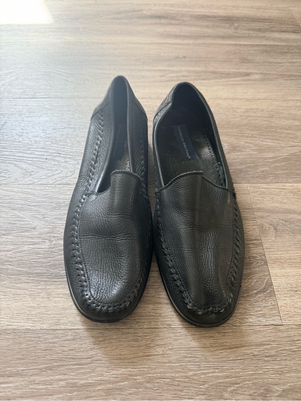 Giorgio Brutini Black Leather Slip-On Moccasin Loafers